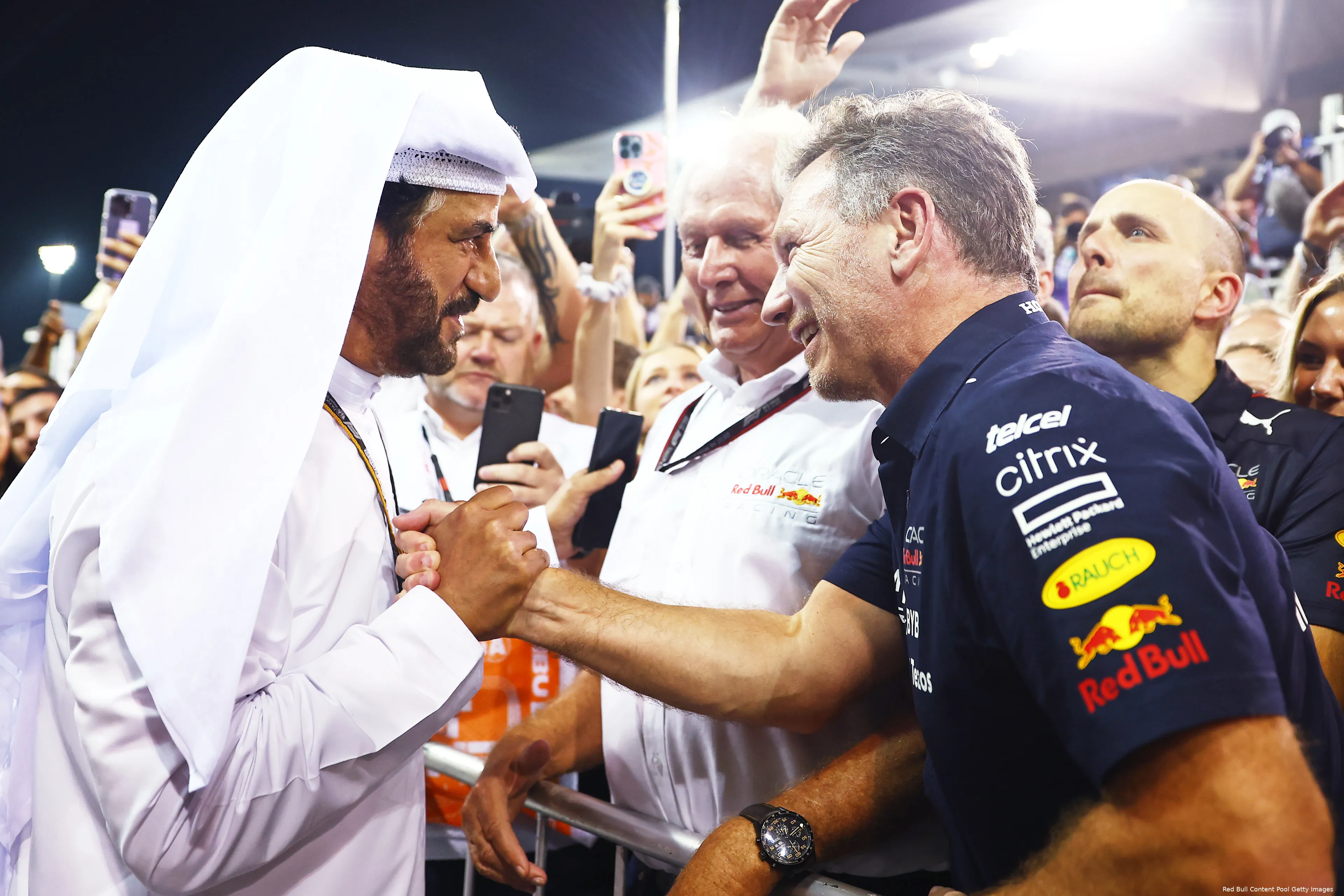 Mohammed Ben Sulayem Helmut Marko Christian Horner Red Bull Racing F1 GP Abu Dhabi 2022