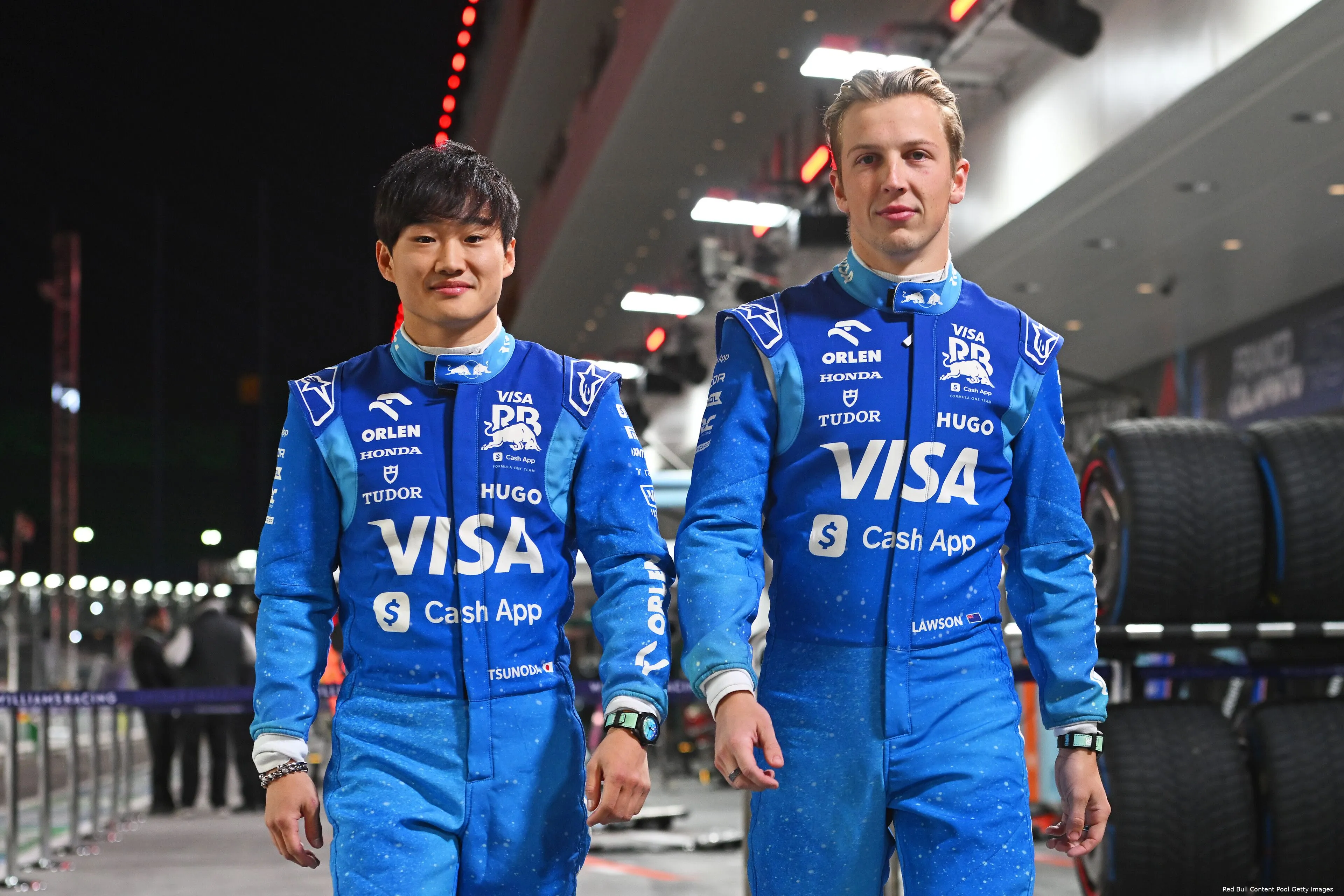 liam lawson woensdag las vegas 2024 yuki tsunoda