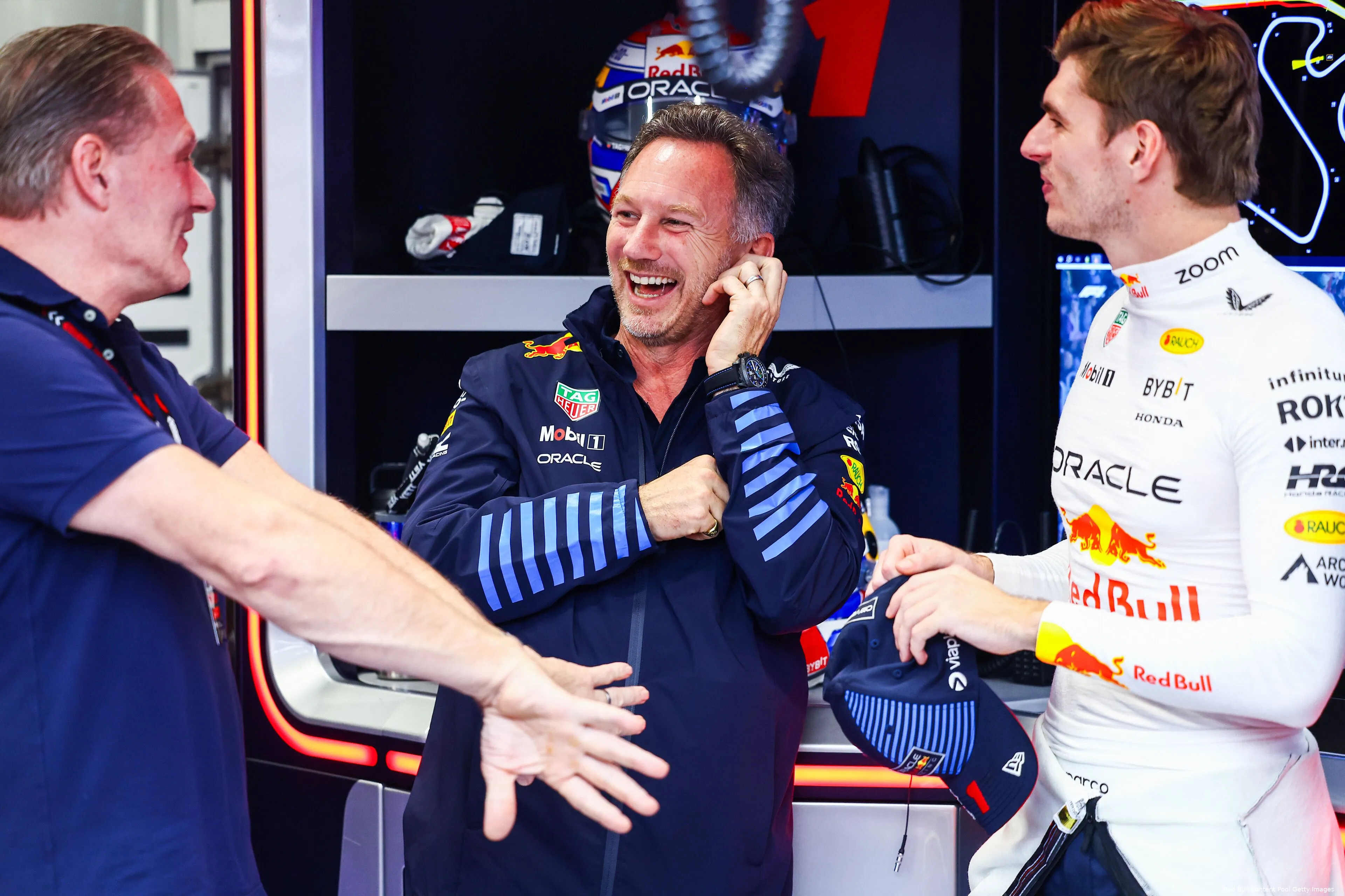 max verstappen jos verstappen christian horner redbullracing 2024 brazilie lachen