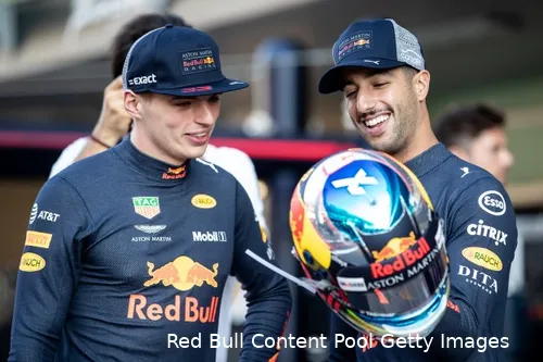 Ricciardo en Verstappen waren vanaf halverwege 2016 teamgenoten.