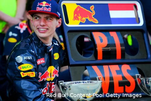 <i>Max Verstappen won zijn eerste Grand Prix in Spanje op slechts 18-jarige leeftijd.</i>