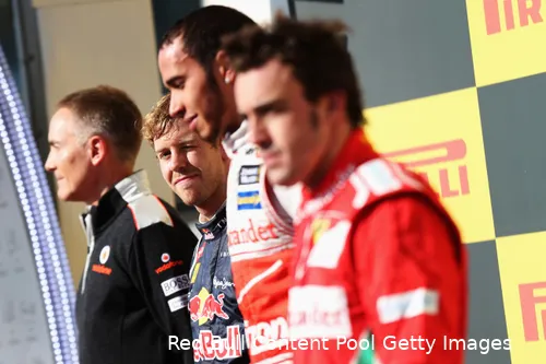 Het podium van de Grand Prix van de Verenigde Staten van 2012.