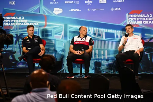 christian horner frederic vasseur gunther steiner red bull racing alfa romeo haas f1 gp miami 2022
