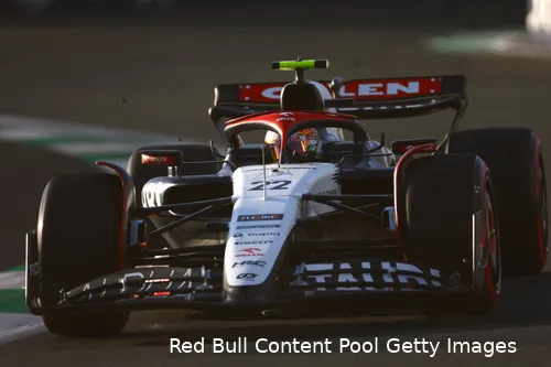 Yuki Tsunoda in zijn AlphaTauri, GP Saoedi-Arabië 2023, kwaliicatie (Foto:
Red Bull Content Pool / Getty Images)