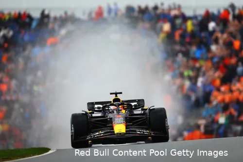 De regen zorgde voor een rommelige tweede vrije training op Zandvoort. (Foto: Red Bull Content Pool/Getty Images)