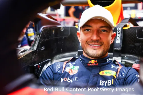 <i>Jake Dennis genoot van zijn week bij Red Bull Racing in Abu Dhabi.</i>
