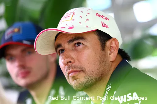 sergio perez redbullracing miami mediadag max verstappen