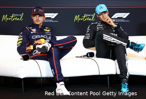 Verstappen is niet einde contract bij Red Bull, Russell wél bij Mercedes.