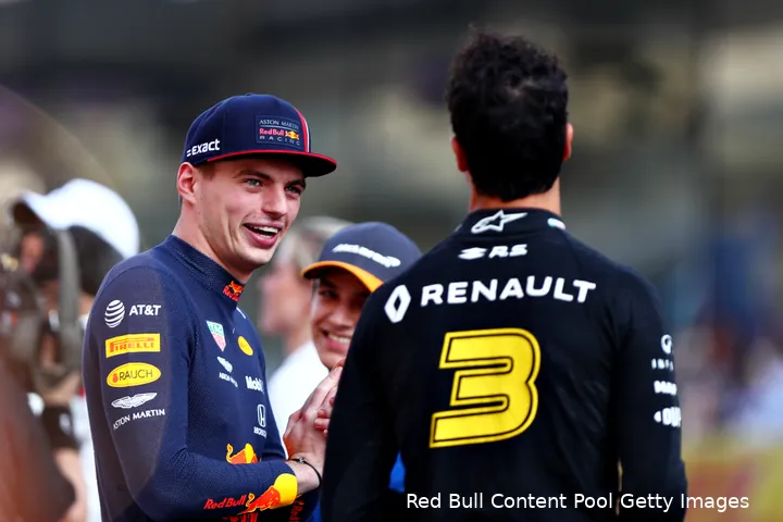 <i>De relatie tussen Verstappen en Ricciardo is altijd uitstekend gebleven.</i>