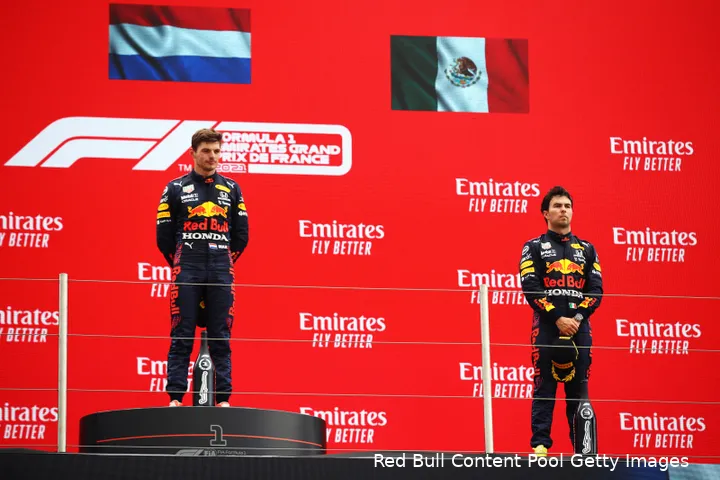 <i>Een dubbel podium de laatste keer dat Red Bull Racing op Circuit Paul Ricard was. (Foto: Red Bull Content Pool)</i>
