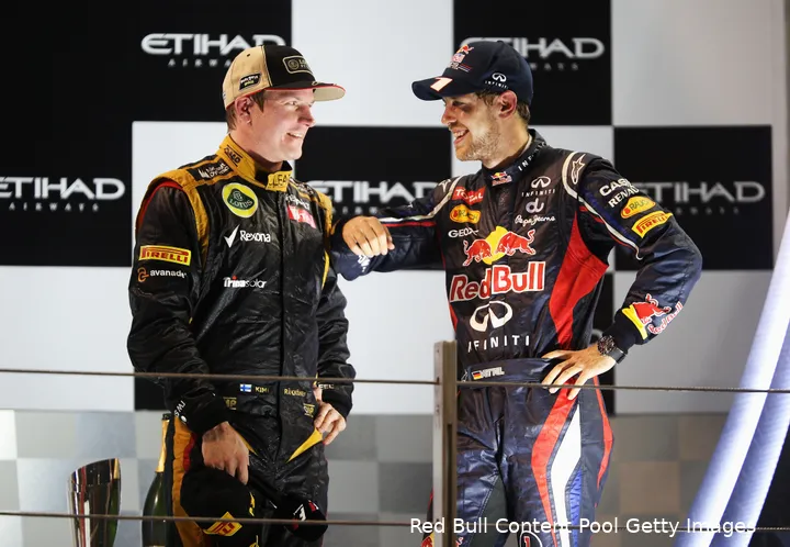 kimi raikkonen lotus sebastian vettel