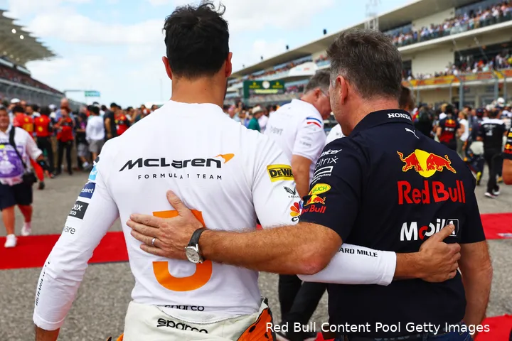 daniel ricciardo christian horner mclaren red bull racing f1 gp verenigde staten 2022