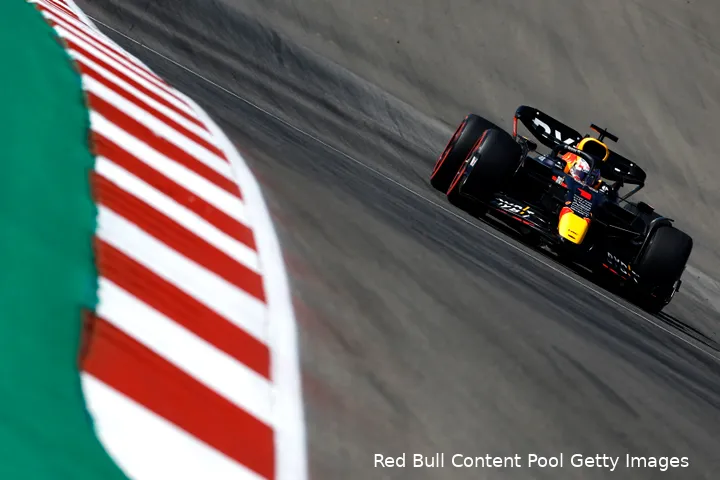 Max Verstappen in actie op het Circuit of the Americas, F1 Grand Prix van Verenigde Staten 2022.