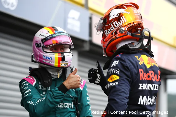 sebastian vettel max verstappen aston martin red bull racing f1 gp belgie 2021