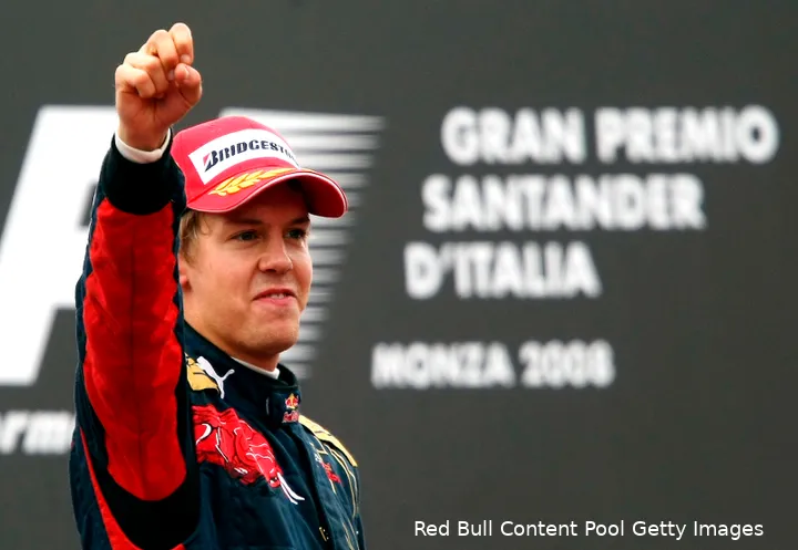 Vettel won als jongste coureur ooit zijn eerste zege in Monza in 2008. (Foto: Red Bull Content Pool/Getty Images)