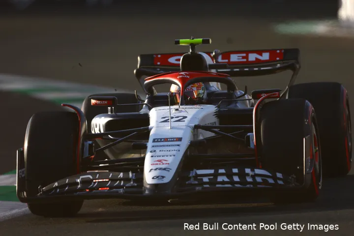 Yuki Tsunoda in zijn AlphaTauri, GP Saoedi-Arabië 2023, kwaliicatie (Foto:
Red Bull Content Pool / Getty Images)