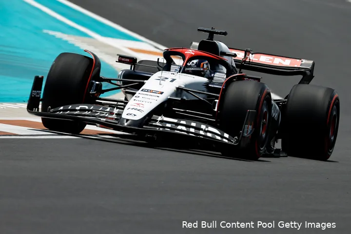 Nyck De Vries tijdens de kwalificatie voor de Grand Prix van Miami, 2023 (Foto:
Red Bull Content Pool / Getty Images)