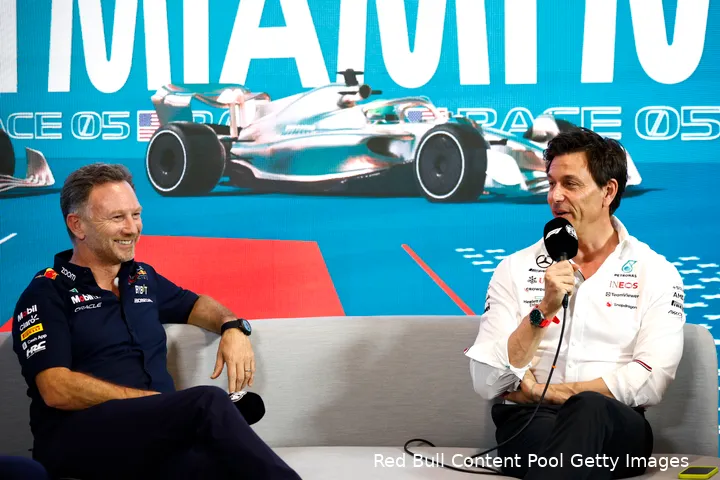 toto wolff christian horner mercedes red bull racing f1 gp miami 2023