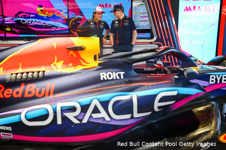 <i>Red Bull komt dit weekend in actie met een speciale livery (Bron:&nbsp;Red Bull Content Pool / Getty Images).</i>