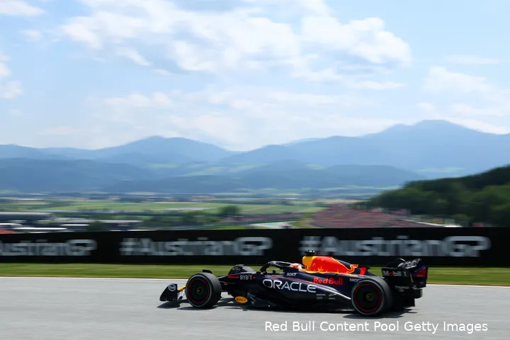 Max Verstappen tijdens de kwalificatie, Grand Prix van Oostenrijk 2023, Red Bull Ring.<br>
