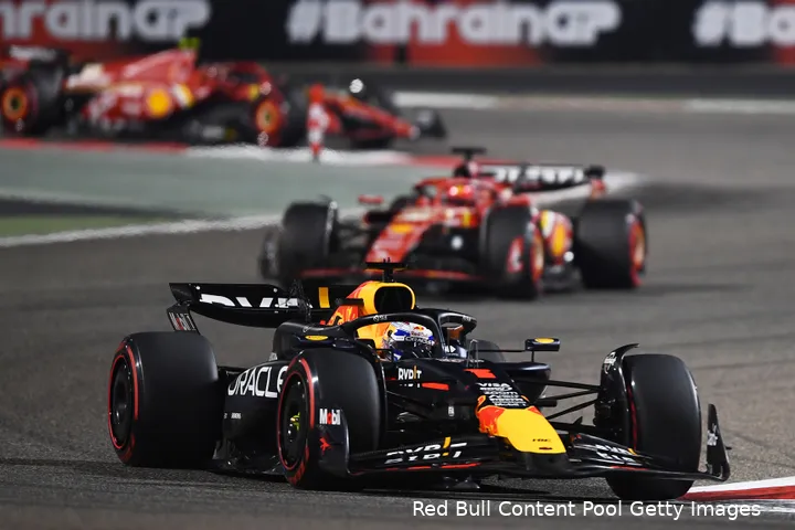 Red Bull, Verstappen en Pérez waren oppermachtig in Bahrein, maar Ferrari kwam toch dichtbij. (Foto: Red Bull Content Pool/Getty Images)