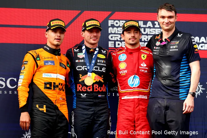 podium max verstappen lando norris charles leclerc 1