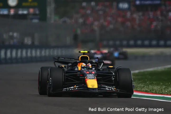 Perez speelde geen rol van betekenis in Imola. (Foto: Red Bull Content Pool Getty Images)