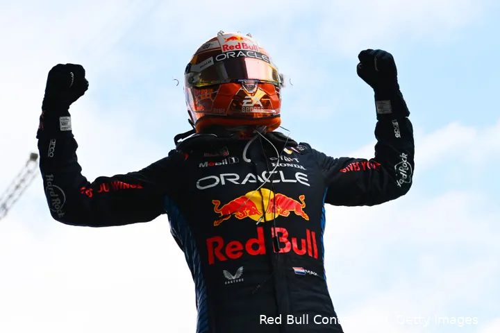 max verstappen zege spierballen juich spanje