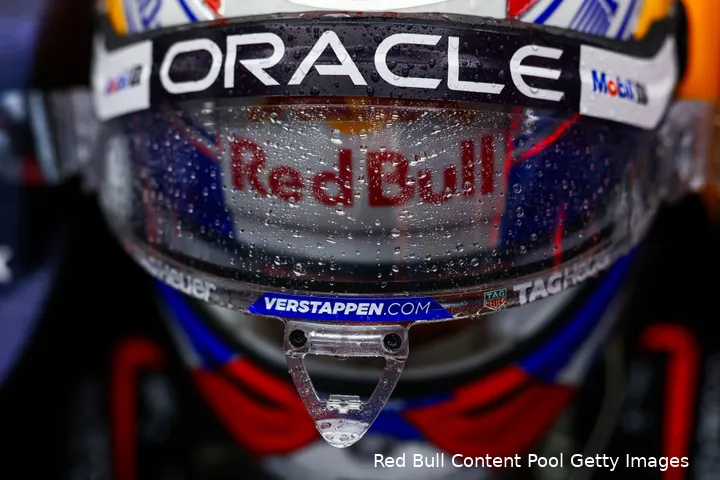 <i>Max Verstappen zag druppels op zijn vizier.</i>