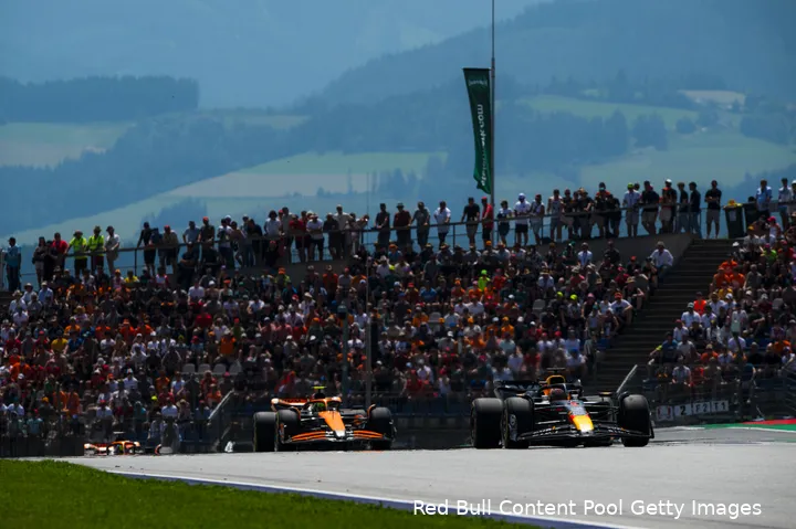 Verstappen en Norris vochten hard in Oostenrijk in 2024.