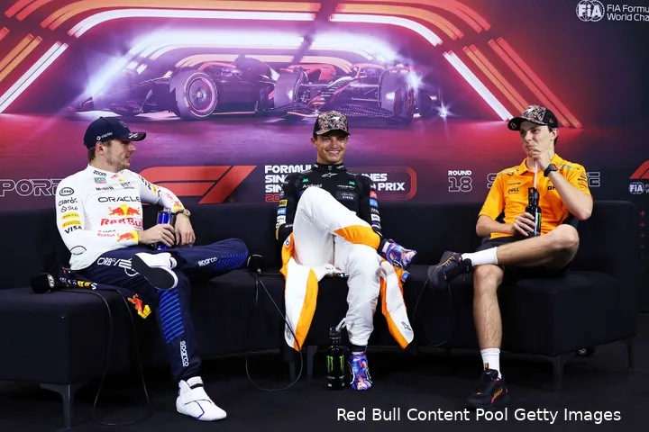 red bull racing max verstappen mclaren lando norris oscar piastri persconferentie singapore gp zondag 2024