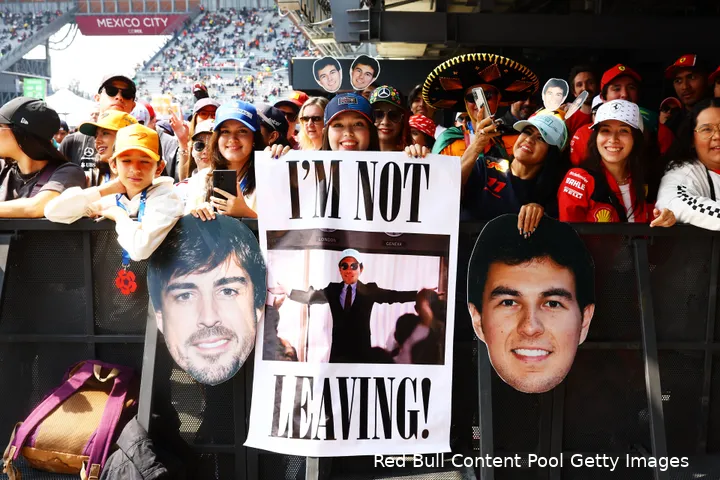 red bull racing gp mexico zaterdag 2024 fans sergio perez fernando alonso