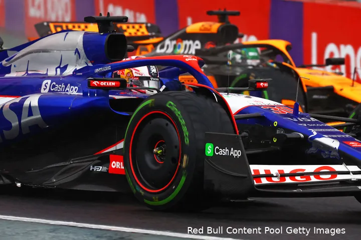 Liam Lawson tijdens de Grand Prix in Brazilië.