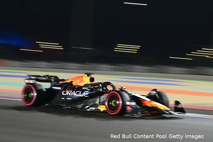 <i>Verstappen in de kwalificatie in Qatar.</i>