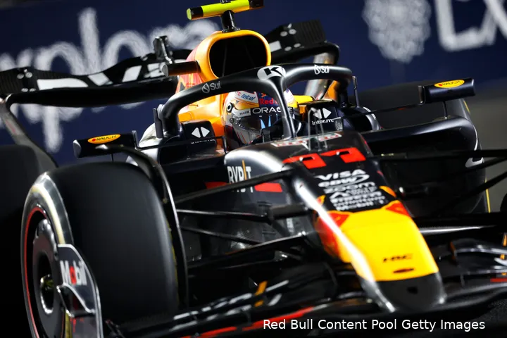 Voor Pérez eindigde het feestje al in Q1, kwalificatie GP Las Vegas 2024.