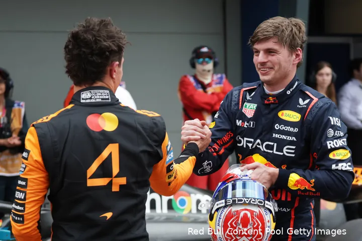 <i>Verstappen pakte P3, Norris had de snelste tijd in de kwalificatie.</i>