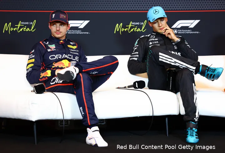 Verstappen is niet einde contract bij Red Bull, Russell wél bij Mercedes.