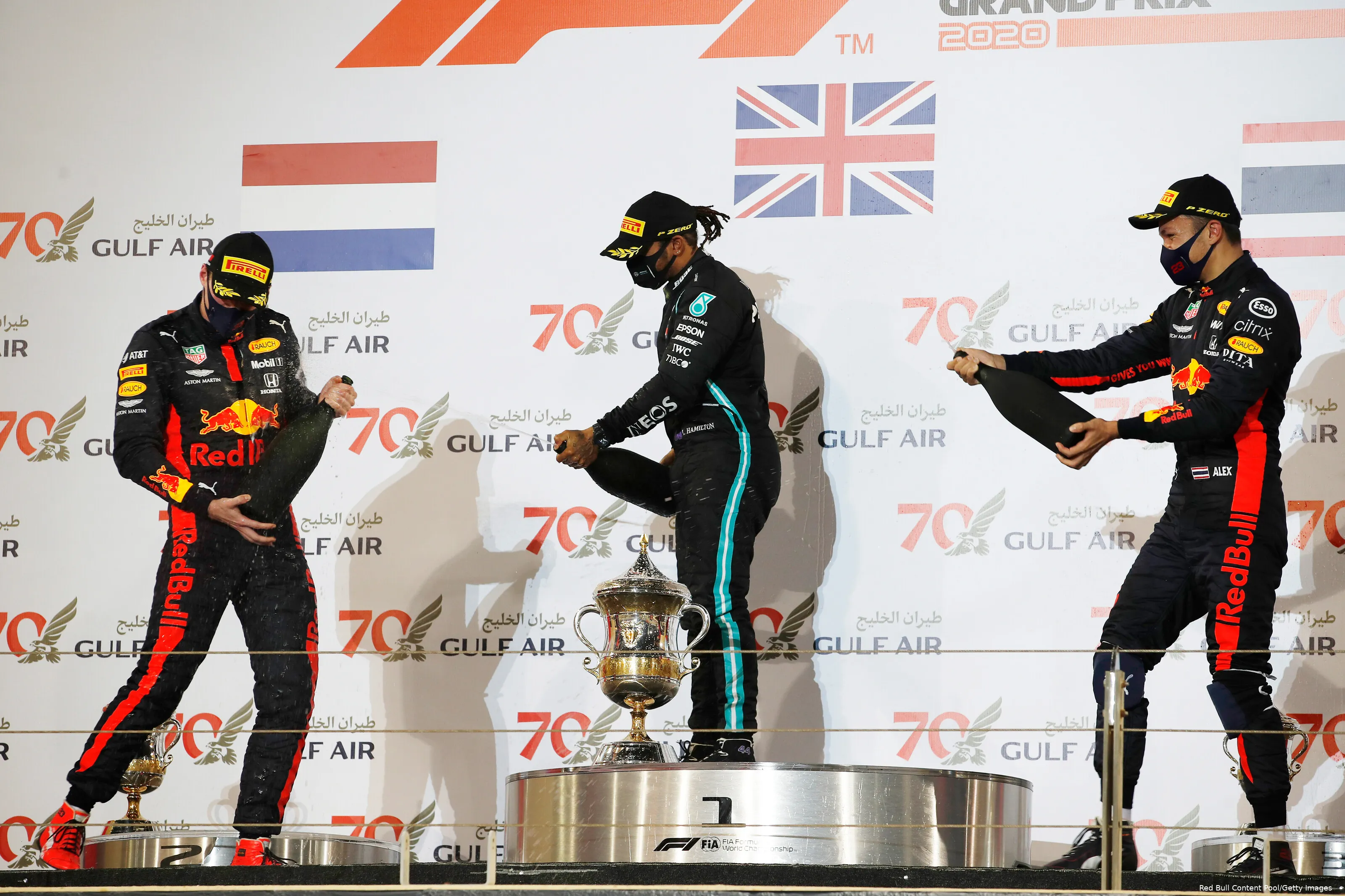 Bahrein podium Verstappen Albon Hamilton