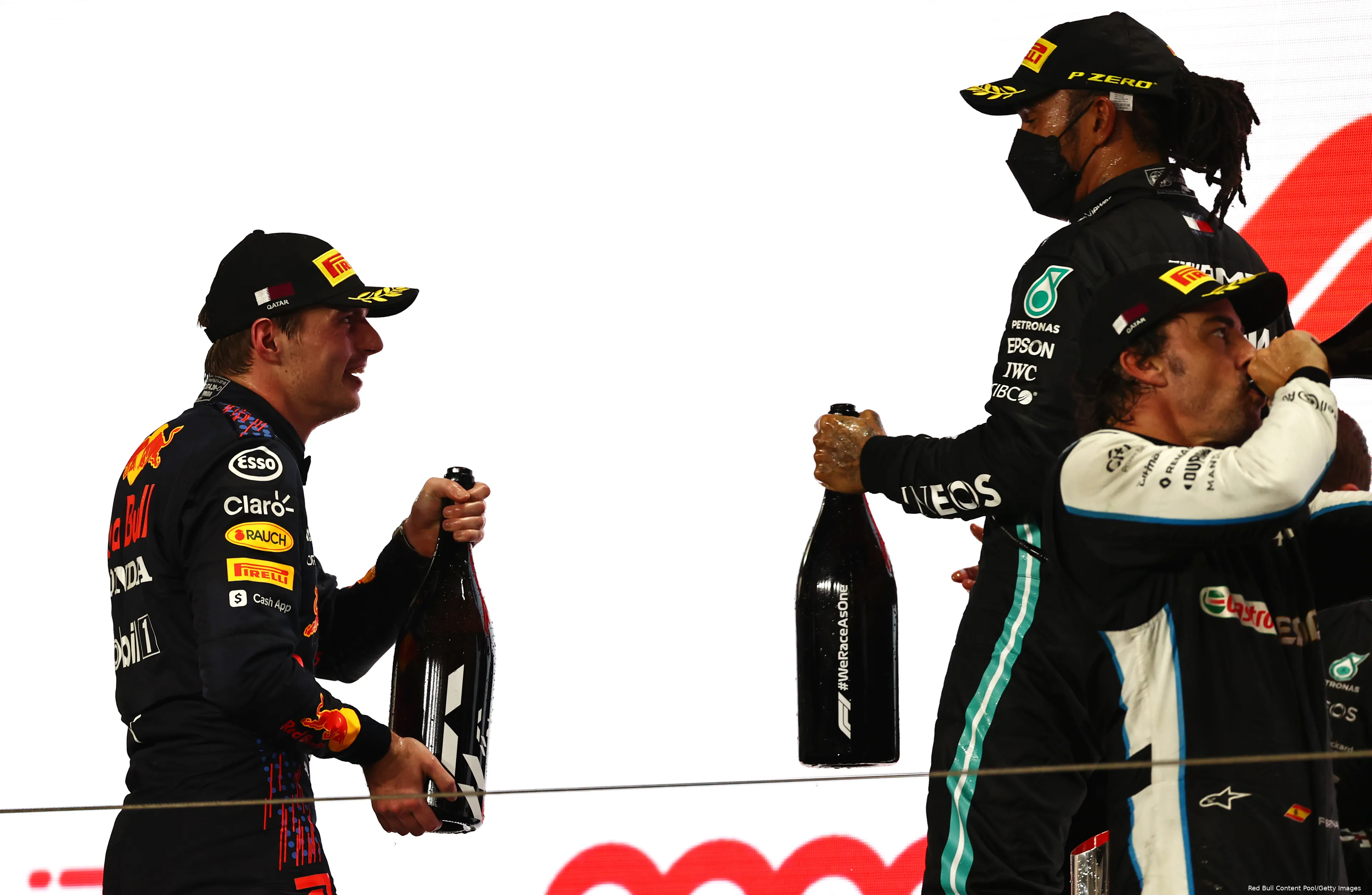 max verstappen lewis hamilton podium qatar