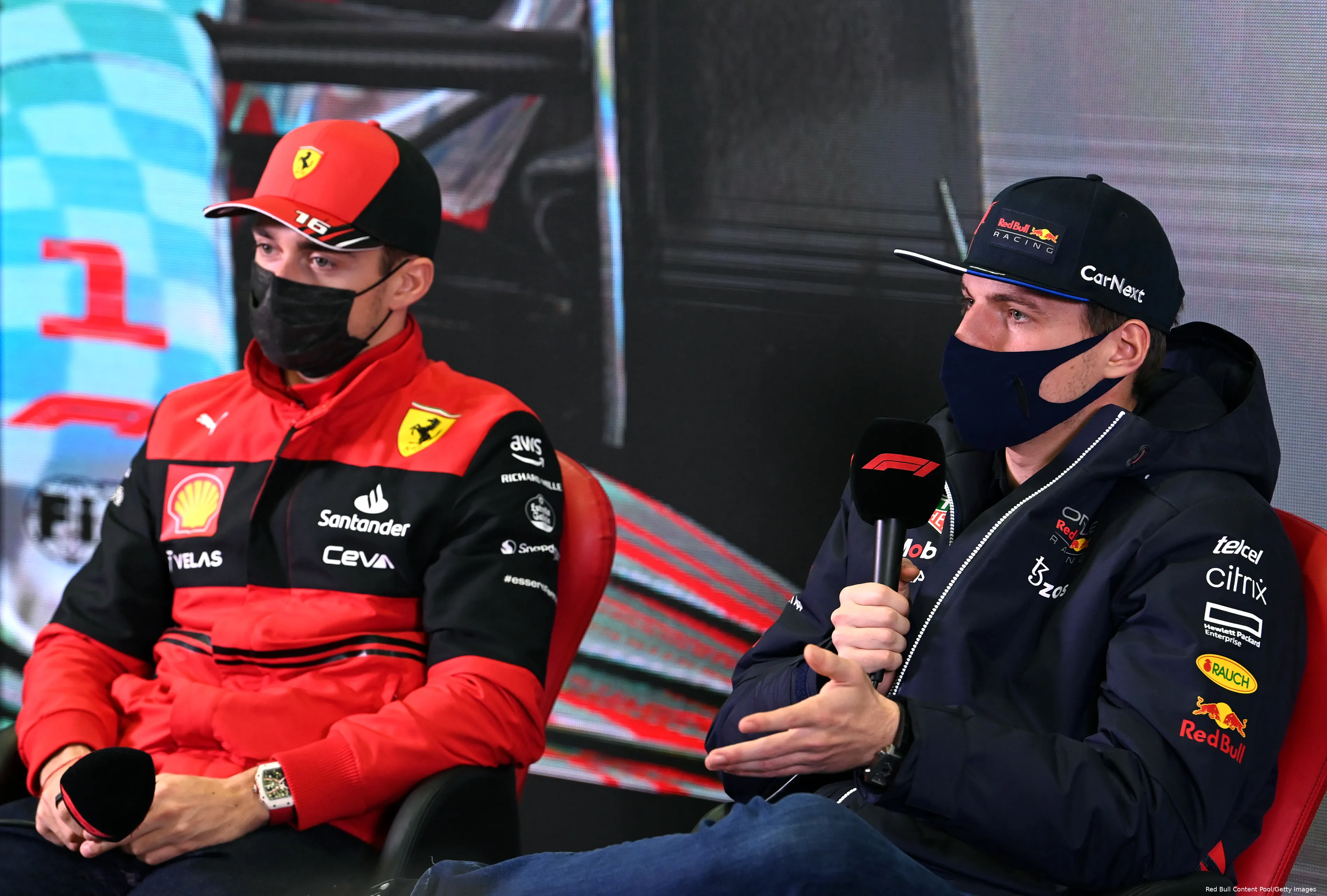 Max Verstappen Charles Leclerc Red Bull Racing Ferrari Test Barcelona