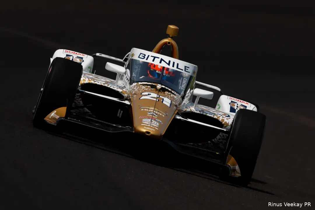 Twee dagen voor de Indy 500 van 2023 kan Van Kalmthout nog één keer trainen (foto: Rinus VeeKay PR)