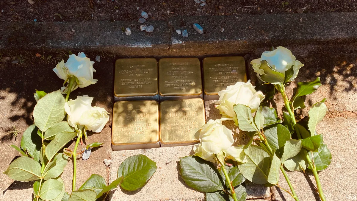 emmastraat legging stolpersteine worden gelegd