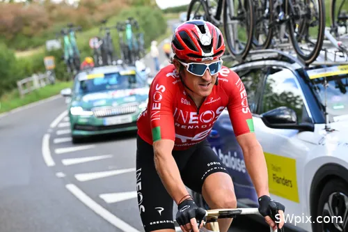 Thomas became emotional at the finish line in Wales