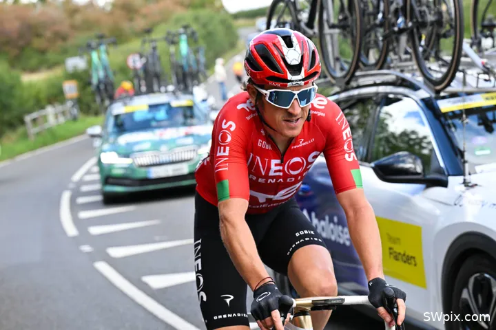 Thomas became emotional at the finish line in Wales