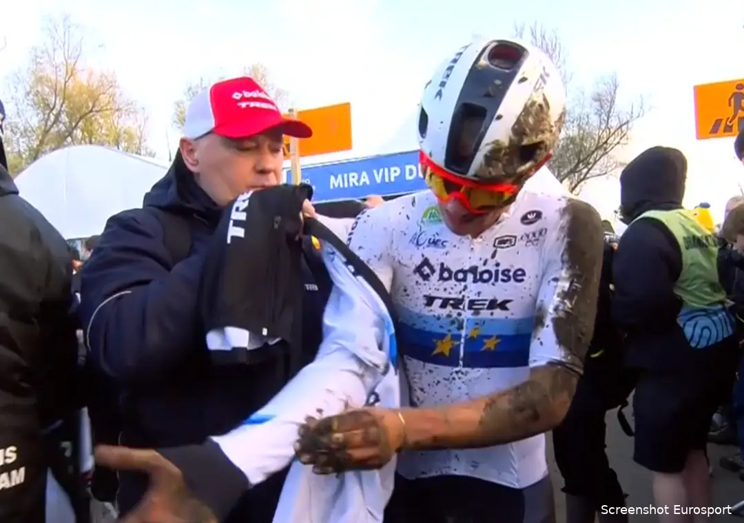 Thibau Nys looked quite battered after the finish