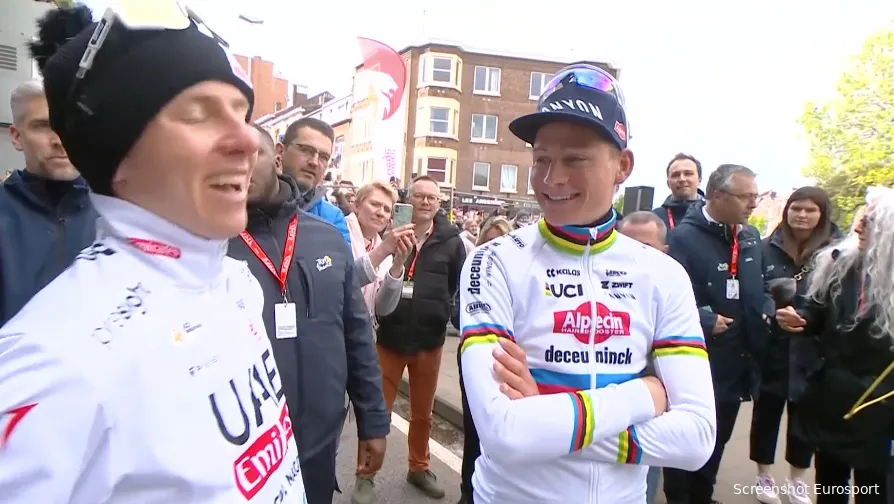 Pogacar and Van der Poel Share a Laugh After the Finish Line