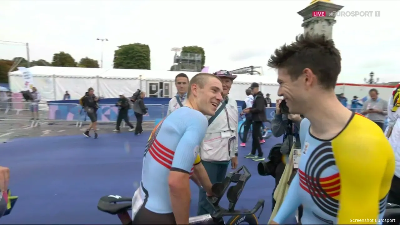 Evenepoel and Van Aert after their gold and bronze time trial performances