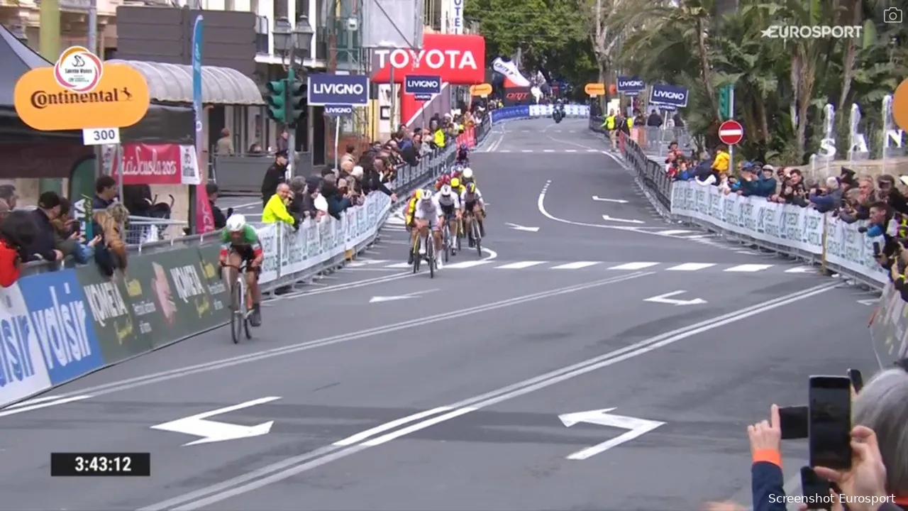 Kopecky in Milan-San Remo, where she helped Wiebes to victory
