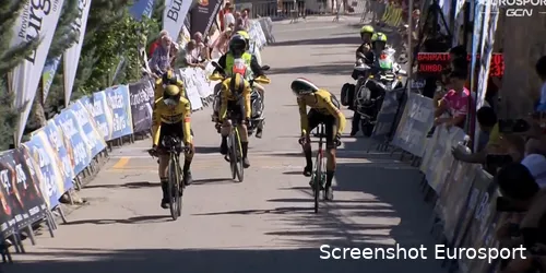 Jumbo-Visma won in de Ronde van Burgos nog overtuigend in de ploegentijdrit.