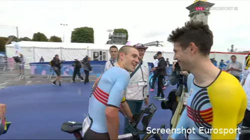 Evenepoel and Van Aert after their gold and bronze time trial performances